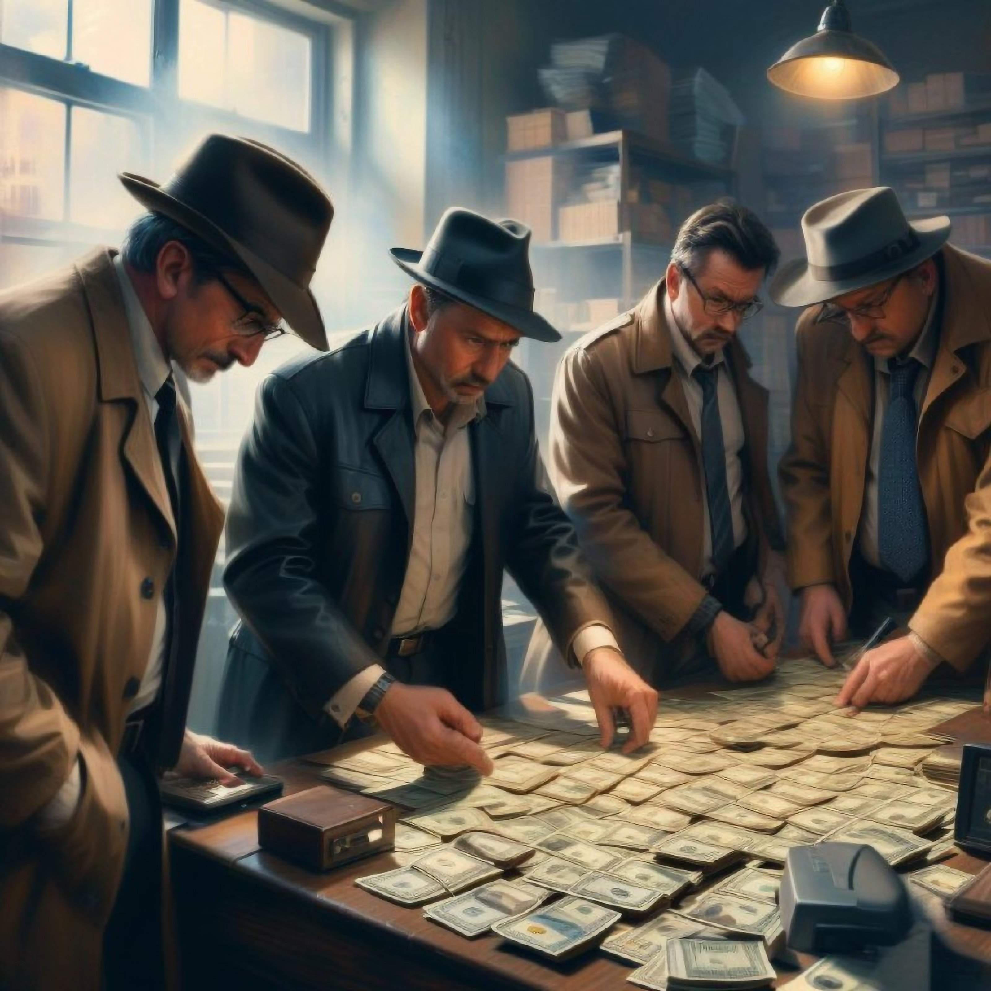 Gangsters counting money