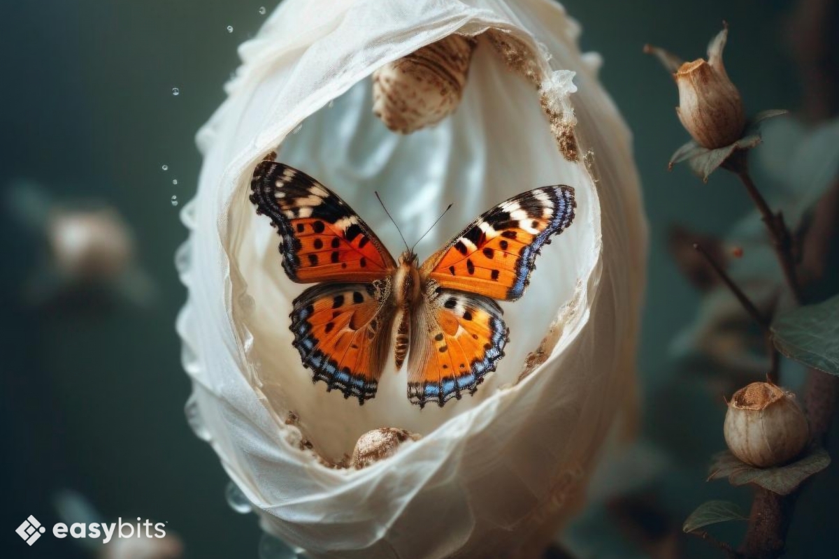 A butterfly evolving compareable to the Stock Photography industry