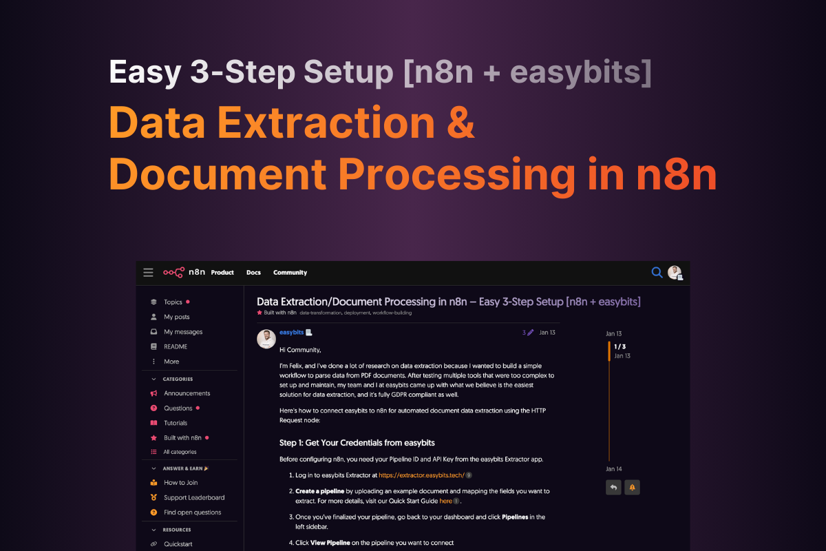 Data Extraction/Document Processing in n8n – Easy 3-Step Setup [n8n + easybits]